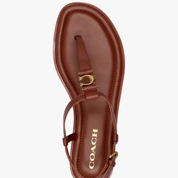 Coach Jessica Saddle Leather Toe Post Sandals Size 9.5 - Picture 10 of 10